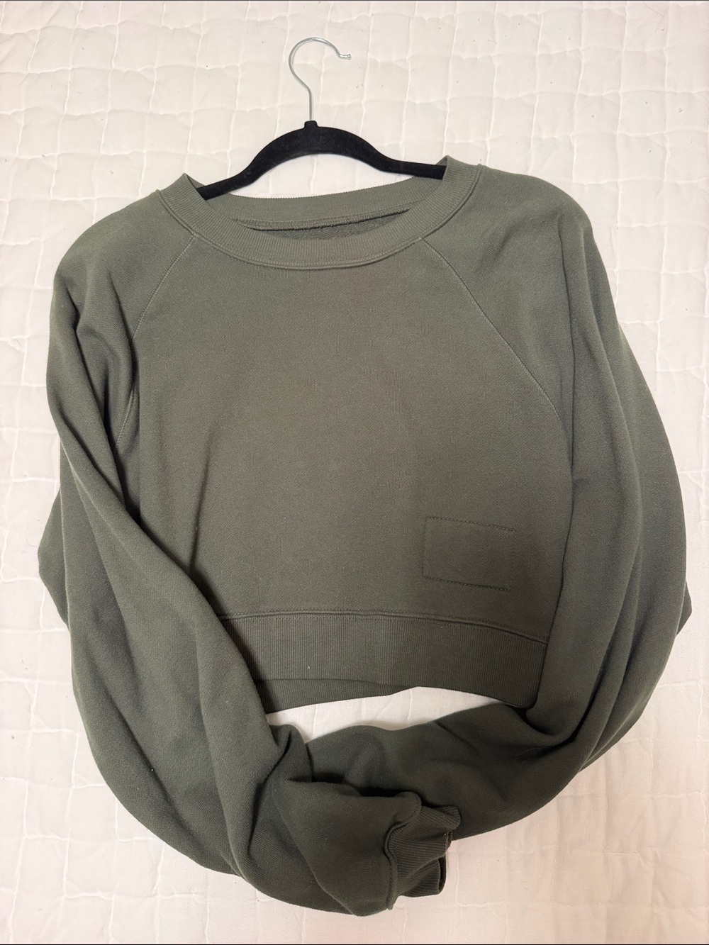 Daily Drills Olive Green Cropped Crew Sweatshirt
